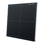 Wall-mounted blackboard divided into four panels with a metal frame, brand name 'universal' visible on the top edge.