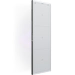 Tall wall-mounted battery storage unit with three modular panels on the front