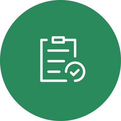 icon of a clipboard with a checkmark in the lower right-hand corner