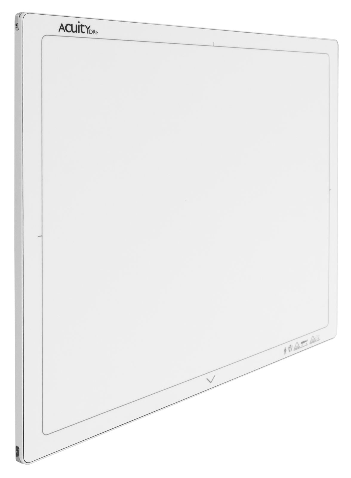 White rectangular panel device with a subtle grey border and acuity branding in the top-left corner