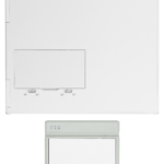 Vertical stack of white wall-mounted electrical enclosures with access doors; three panels of varying sizes