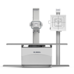 Del medical radiography system on a vertical stand with control panel and imaging plate, used for taking x-ray images
