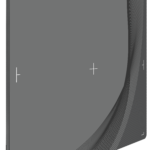 Isometric view of a gray medical monitor with curved edges and the acuitydr logo at the top left.