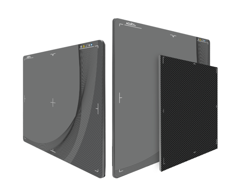 Three gray, curved display panels arranged in a row, with a black carbon-fiber panel on the right edge.