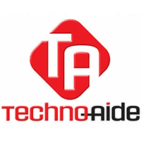 Technoaide logo with a red diamond badge containing the stylized 'ta' and the word 'technoaide' in red and black.