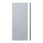 Tall, four-panel vertical display unit with a slim side profile showing ports/controls