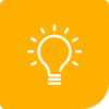 Yellow-light - Imperial Imaging Technology Light bulb icon on an orange rounded-square background, symbolizing an idea.