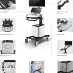 Mindray ultrasound system on a wheeled cart with a 13. 3-inch touch screen
